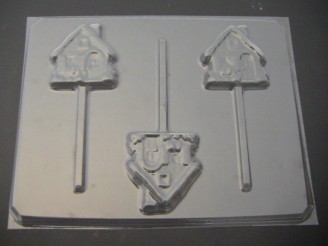 244 Gingerbread House Chocolate or Hard Candy Lollipop Mold